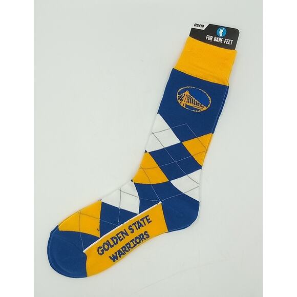 Golden State Warriors For Bare Feet Socks OSFM Men 5-12/Women 6-11 - Picture 1 of 5